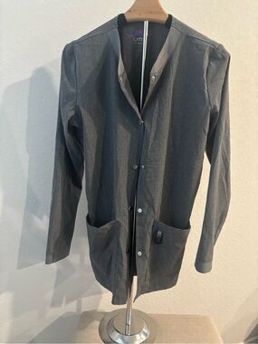 Lynx Medical Scrub Jacket Gray Snap Front Versatech Stretch Womens XS